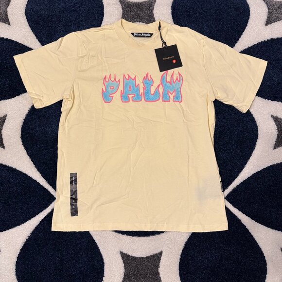 Palm Angels Cotton Candy Cream T-Shirt Mens Large - Picture 1 of 4
